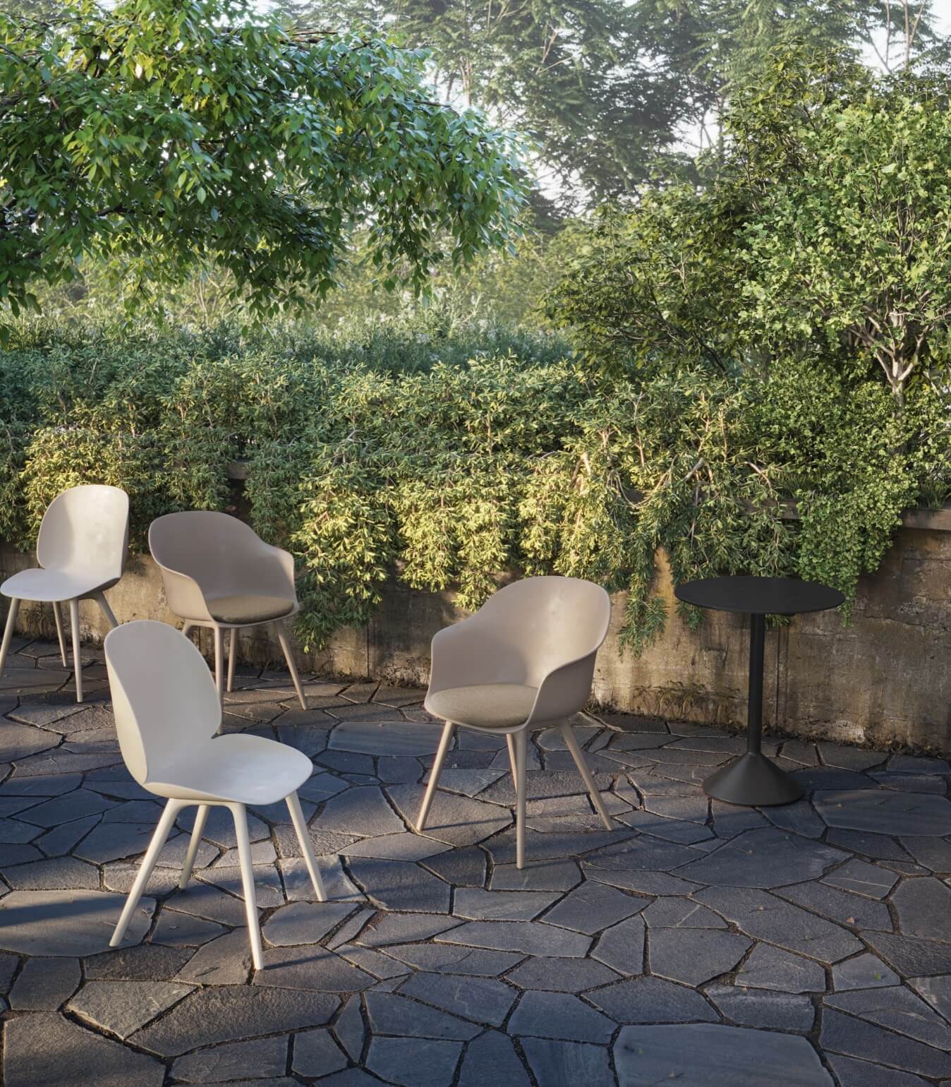 GUBI chairs in the garden